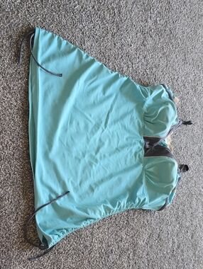 Free Country Teal Halter Swim Top with Gray Trim